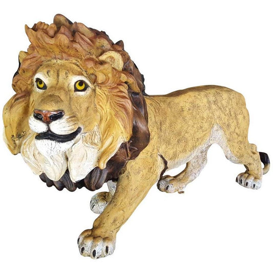 Cast aluminum lion statue with detailed mane, perfect for yard or home decor