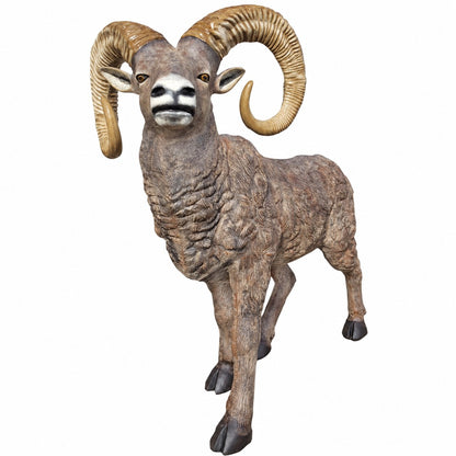 Cast aluminum large mountain ram for outdoor display spaces