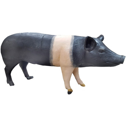 Life size standing pig made of cast aluminum for commercial or residential display