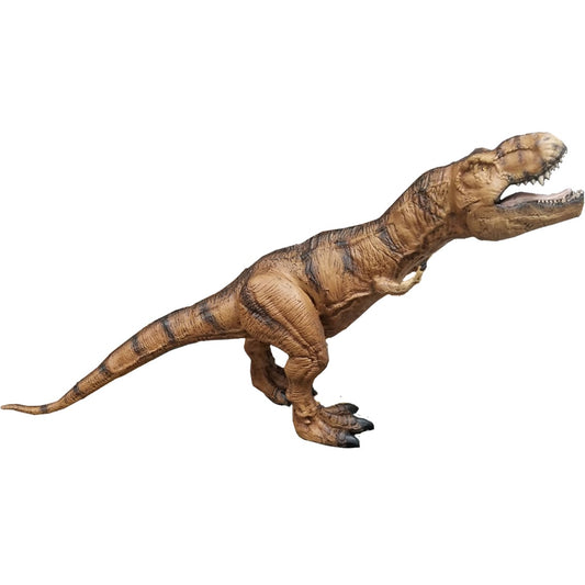Realistic T-Rex dinosaur statue for yard or home decor, cast aluminum with detailed texture and open mouth