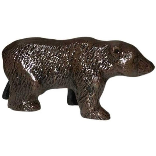Cast aluminum bear statue for outdoor yard or home decor, featuring textured fur detail