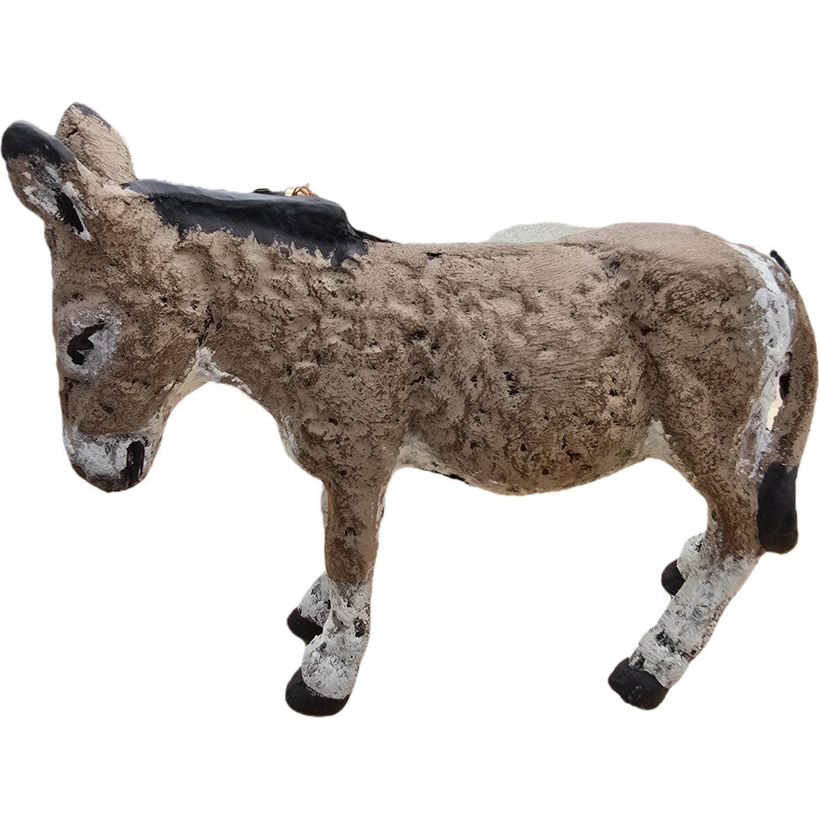 Cast aluminum donkey statue for yard or home decor, rustic finish, backyard buddies collection