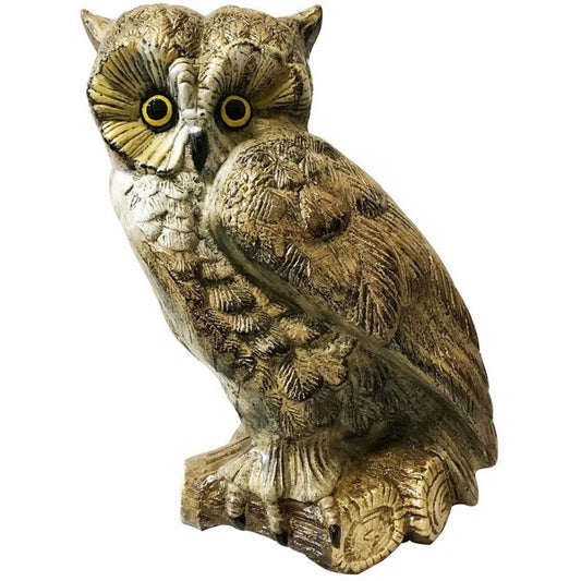 Cast aluminum owl statue with detailed feather texture, perfect for yard or home decor