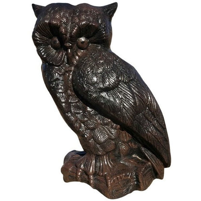 Cast aluminum owl statue with detailed feather texture, perfect for backyard or home decor