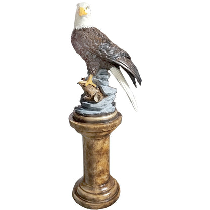 Perched Eagle on Rock Smooth Pedestal