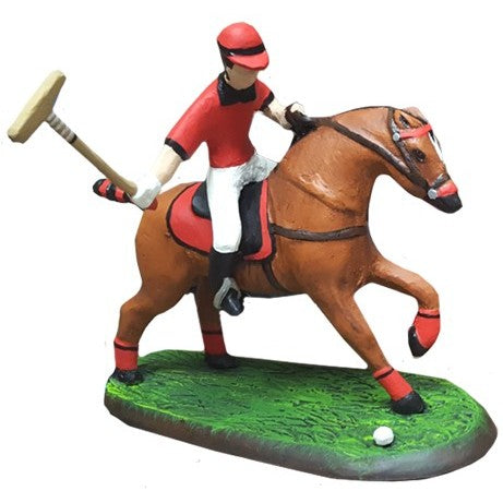Cast aluminum polo player on horse statue for yard or home decor