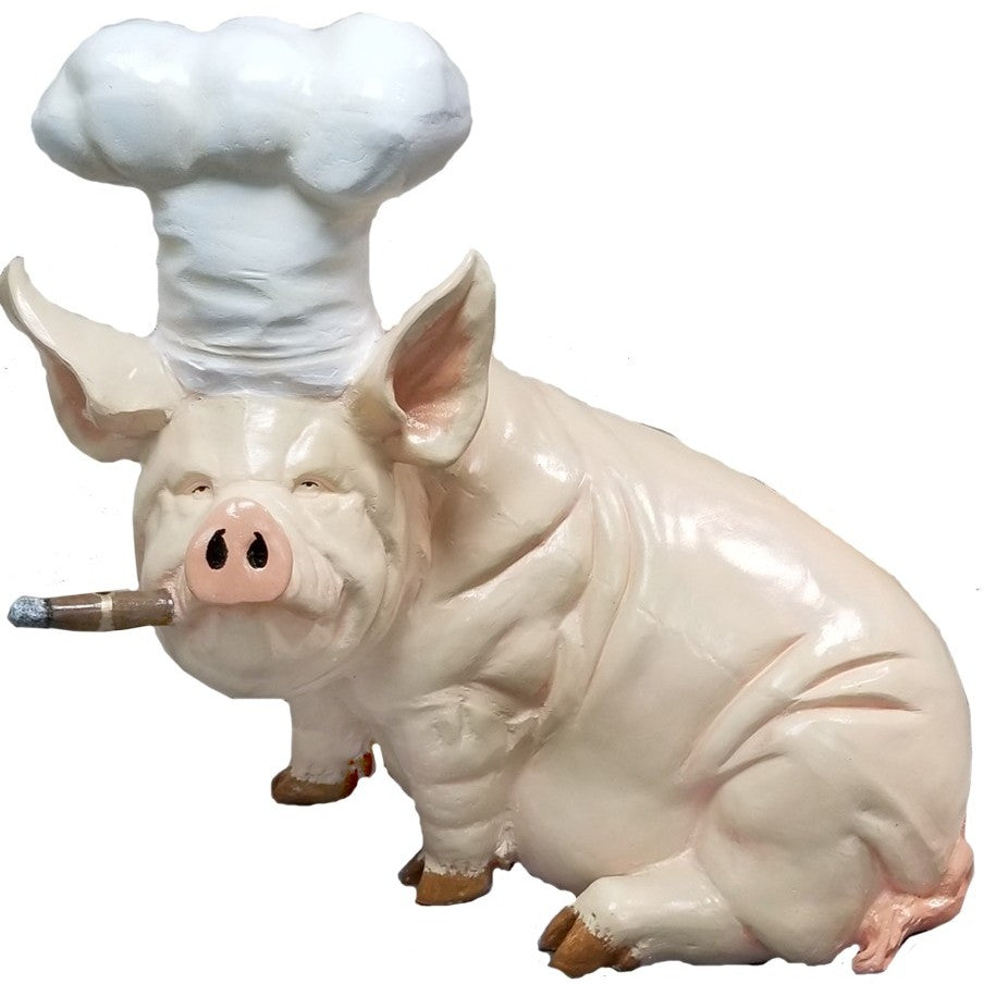 Pot Bellied Pig with Chef Hat and Cigar