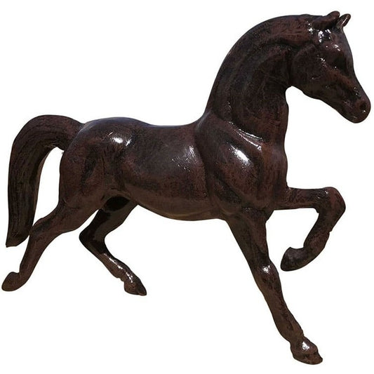 Cast aluminum horse statue for yard or home decor, elegant bronze finish, dynamic pose