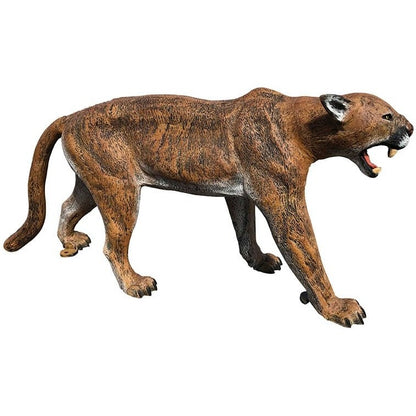 Cast aluminum cougar statue with roaring pose, perfect for yard or home decor