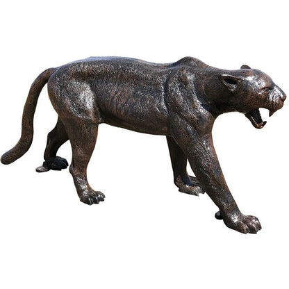 Cast aluminum panther statue for yard or home decor, detailed craftsmanship, roaring pose