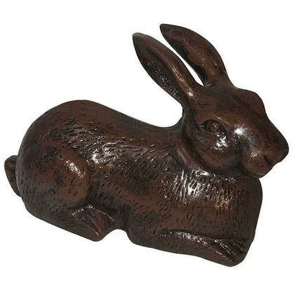 Cast aluminum rabbit statue for garden or yard decor, bronze finish, detailed craftsmanship