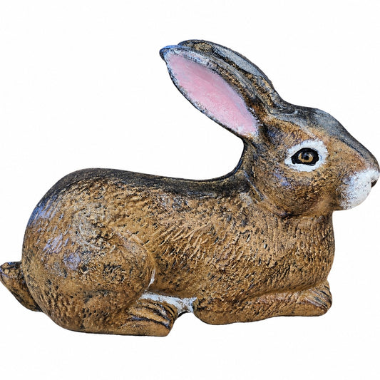 Cast aluminum laying down rabbit for home or yard decor