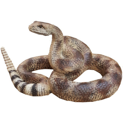 Cast aluminum rattlesnake statue for yard or home decor, detailed scales and coiled pose
