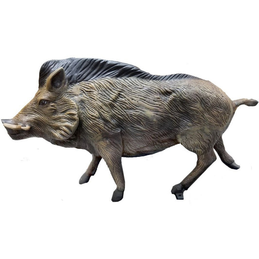 Cast aluminum wild boar statue for yard or home decor, detailed texture and natural pose