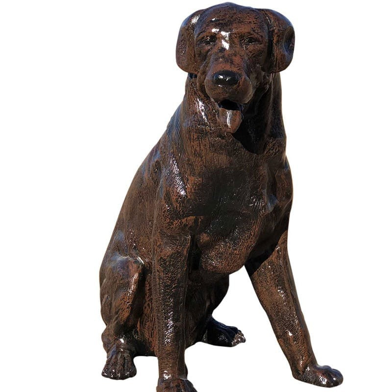 Cast aluminum dog statue, perfect for yard or home decor with detailed craftsmanship