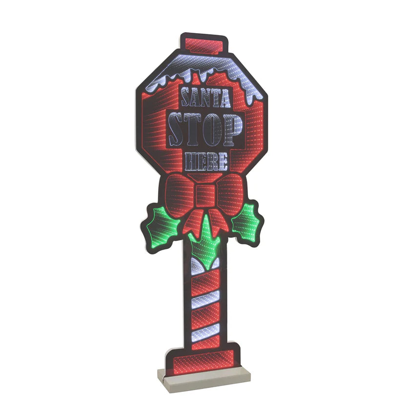 Santa Stop Here Infinity Light, Acrylic w/UL Plug, 47"