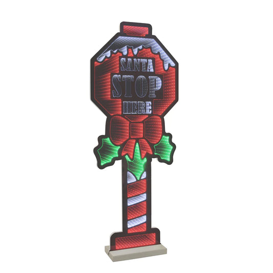 Santa Stop Here Infinity Light, Acrylic w/UL Plug, 47"