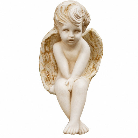 Cast aluminum sitting angel for indoor home decor