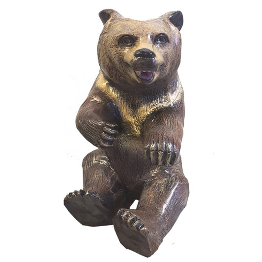Cast aluminum bear statue for yard or home decor, detailed craftsmanship