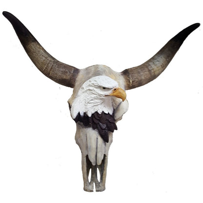 Cast aluminum eagle and bull skull wall decor for home or yard