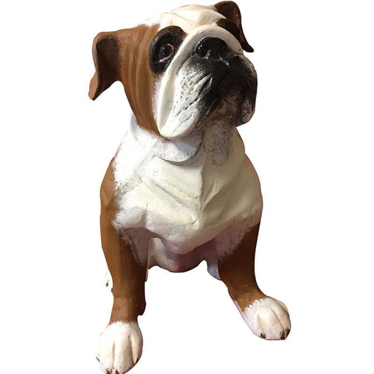 Cast aluminum bulldog statue for yard or home decor, detailed craftsmanship