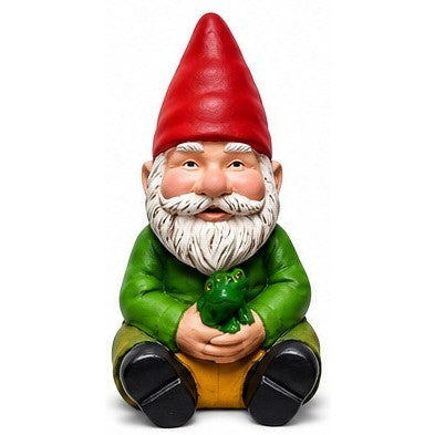 Cast aluminum small sitting gnome for yards and gardens
