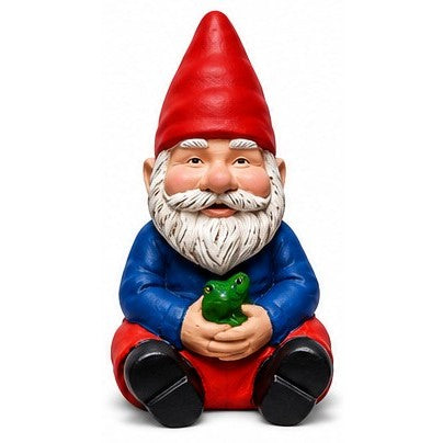 Cast aluminum small sitting gnome for yards and gardens