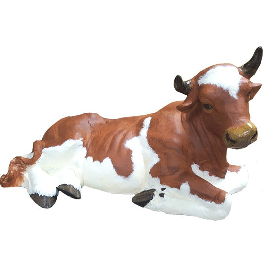 Small Laying Down Cow with Horns