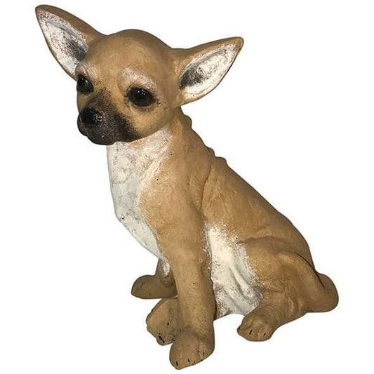 Cast aluminum Chihuahua statue for yard or home decor, detailed craftsmanship