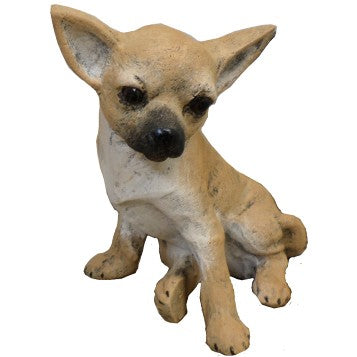 Cast aluminum Chihuahua statue for yard or home decor, detailed craftsmanship