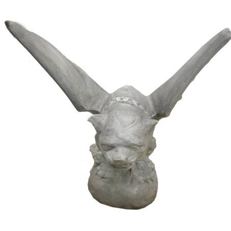 Cast aluminum gargoyle statue with spread wings, perfect for garden or yard decor