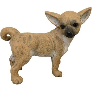 Cast aluminum Chihuahua statue for yard or home decor, detailed craftsmanship