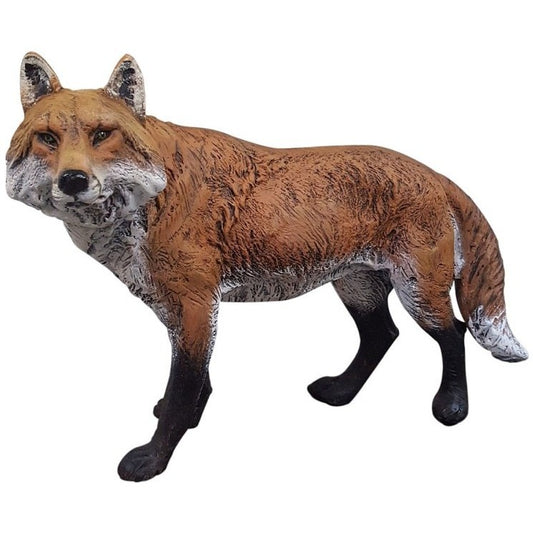 Cast aluminum fox statue for yard or garden decor, realistic design with detailed fur texture