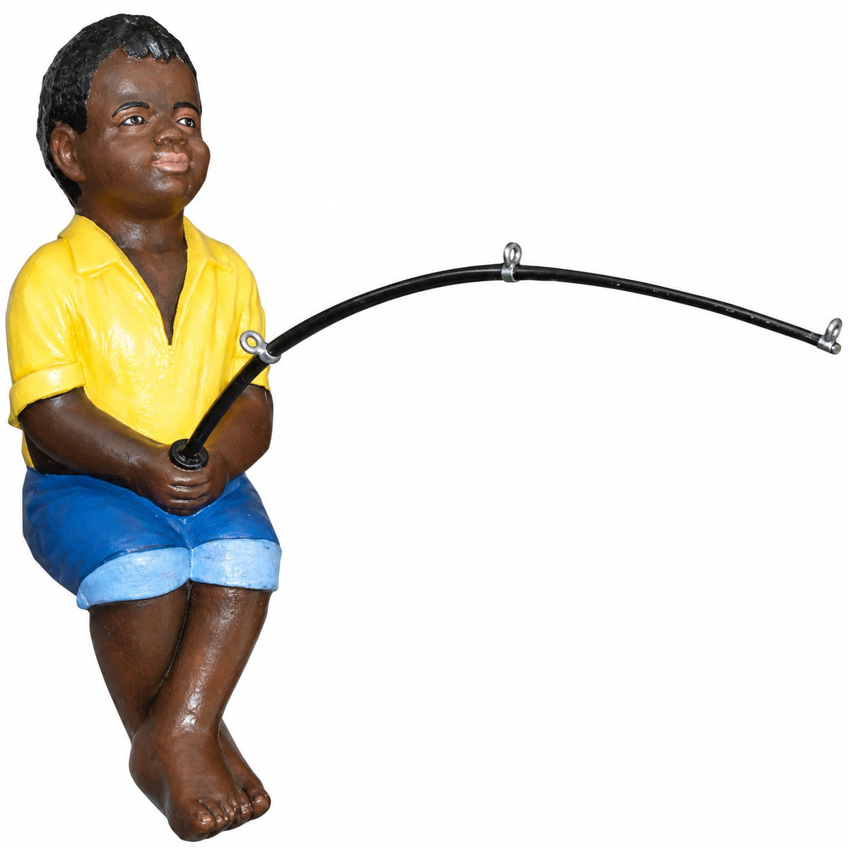 Cast aluminum large fishing boy for outdoor display