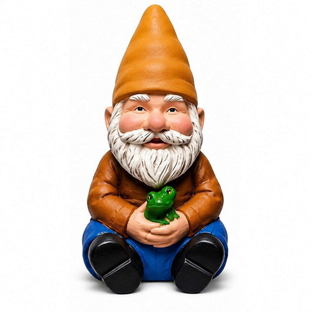 Cast aluminum small sitting gnome for yards and gardens