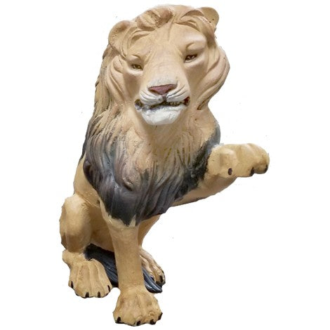 Cast aluminum lion statue for yard or home decor, detailed mane and lifelike pose