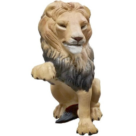 Cast aluminum lion statue with detailed mane, perfect for backyard or garden decor