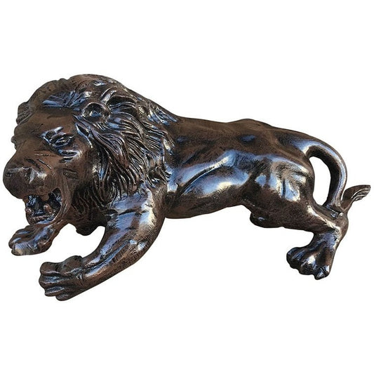 Cast aluminum lion statue for garden or yard decor, detailed craftsmanship, roaring pose