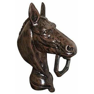 Cast aluminum horse head statue for yard or home decor, rustic bronze finish