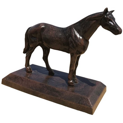 Cast aluminum horse statue for yard or home decor, bronze finish, detailed craftsmanship
