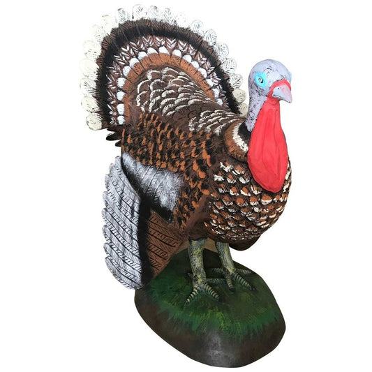 Cast aluminum turkey statue with detailed feathers and red wattle, perfect for yard or home decor