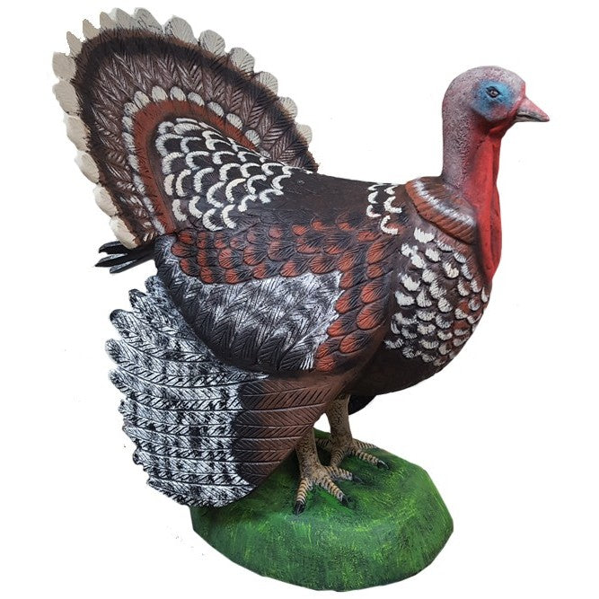 Cast aluminum turkey statue with detailed feathers, perfect for yard or garden decor