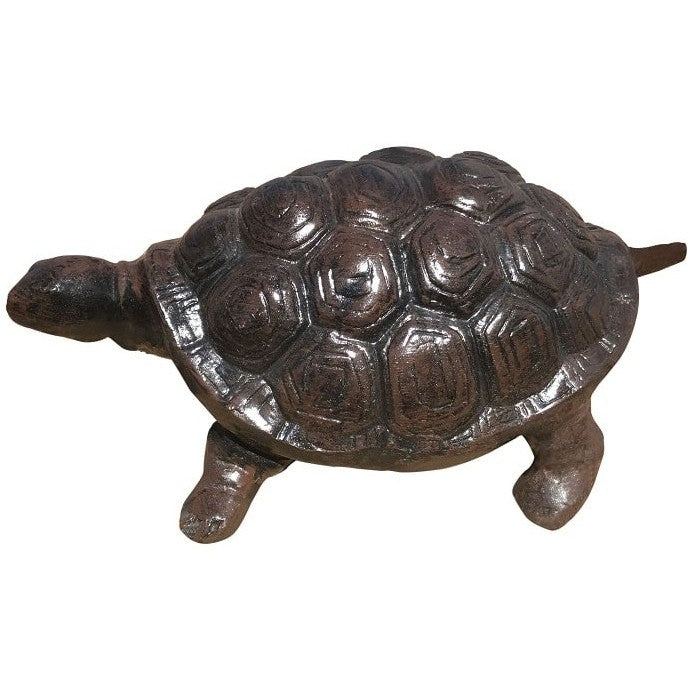 Cast aluminum turtle statue for garden or yard decor, detailed shell design