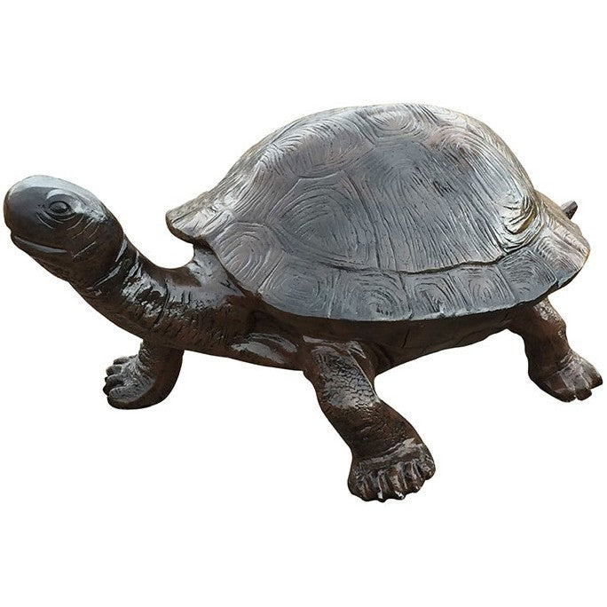 Cast aluminum turtle statue for garden or yard decor, detailed shell and lifelike design