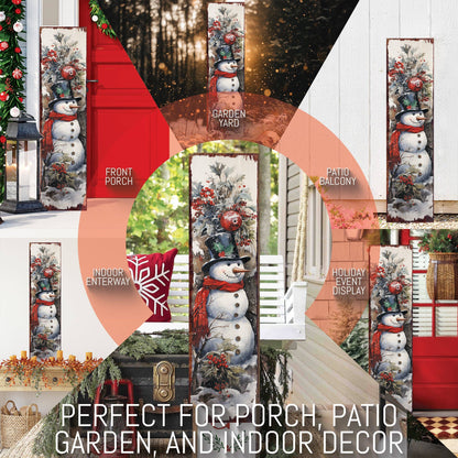 Farmhouse Snowman "Let It Snow" Porch Sign | Christmas Welcome Decor