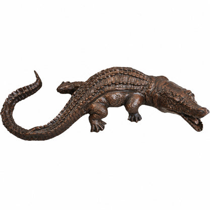 Cast aluminum 32-inch alligator for outdoor yards and gardens