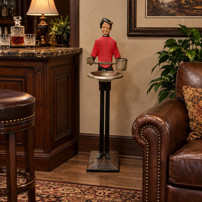 Bellhop or Butler Cigarette & Match Holder with Ashtray
