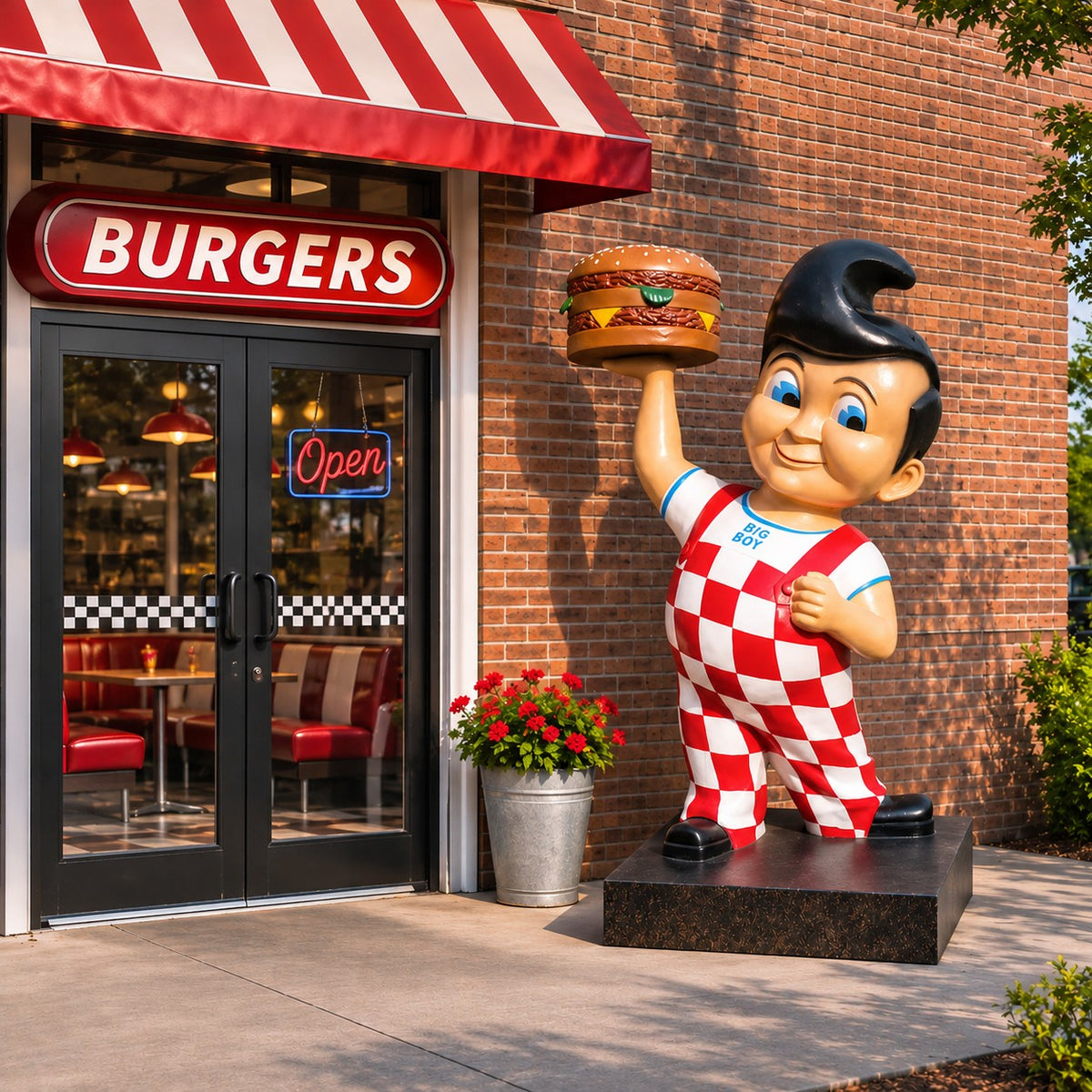Cast aluminum Big Boy statue for commercial vintage displays