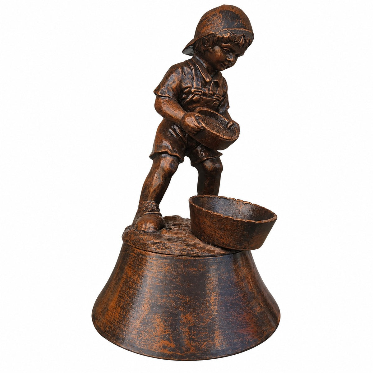 cast aluminum boy panning for gold statue for outdoor gardens