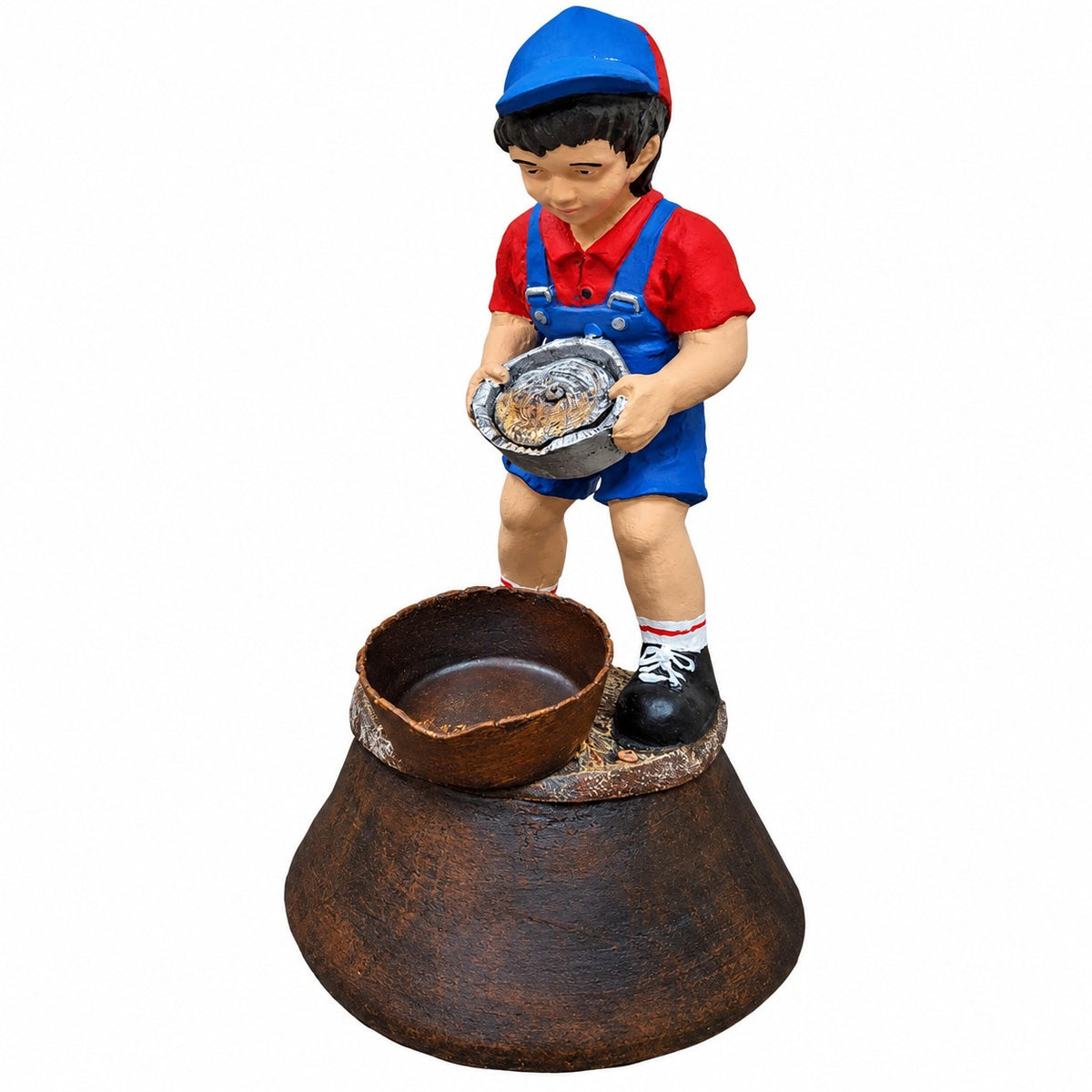 cast aluminum boy panning for gold statue for outdoor gardens